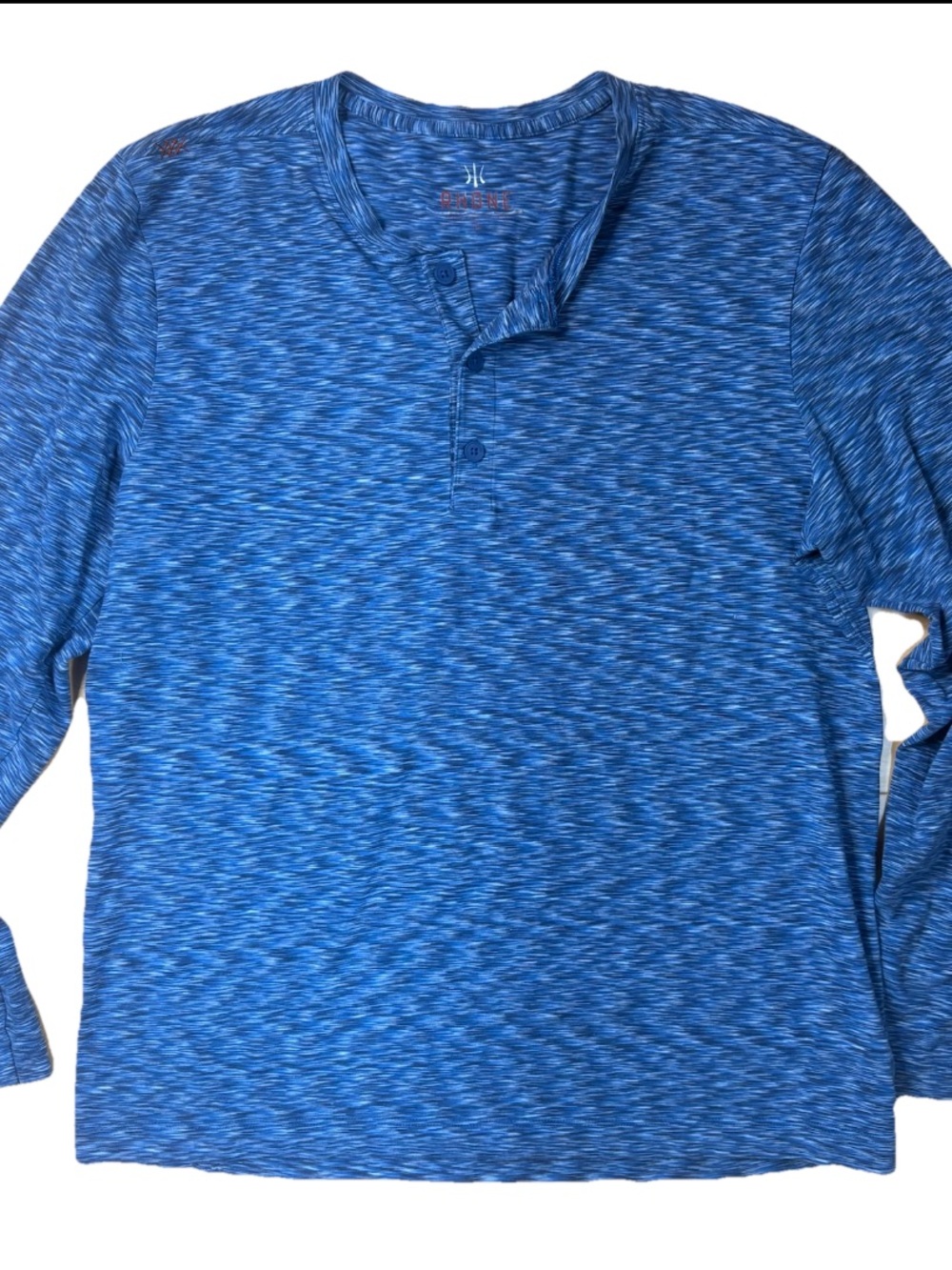Men’s Rhône Blue Long Sleeve Henley Tee